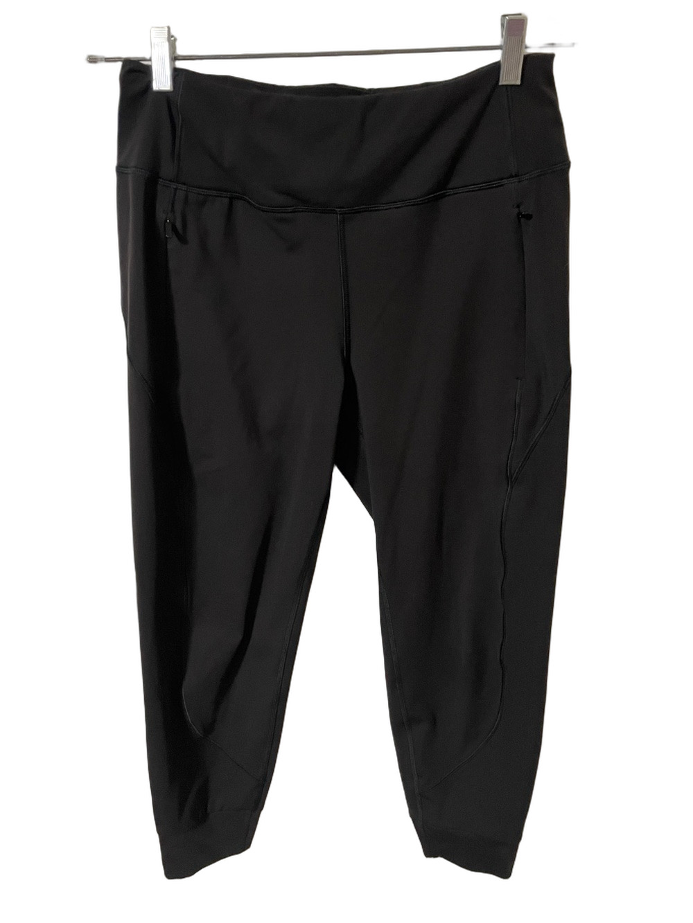 Athleta Black Cropped Joggers with Zip Pockets Size Small